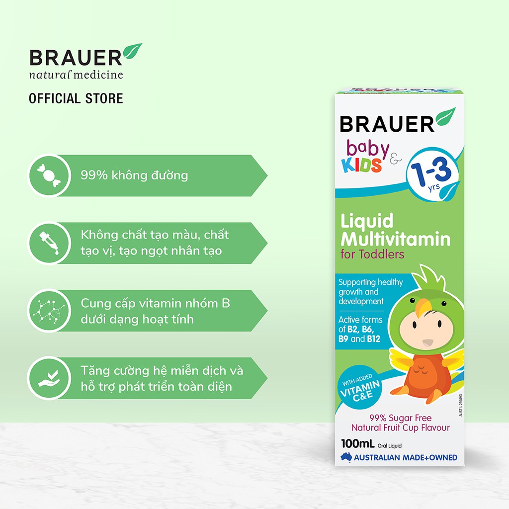 Combo Brauer Kẽm Vitamin Tổng Hợp hổ trợ bé biếng ăn 1-3 tuổi