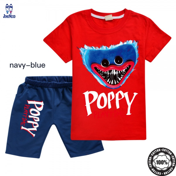 Poppy Playtime Set Áo Thun Tay Ngắn & Quần Short Cho Bé Trai & Gái u5 Poppy Playtime Huggy Wuggy