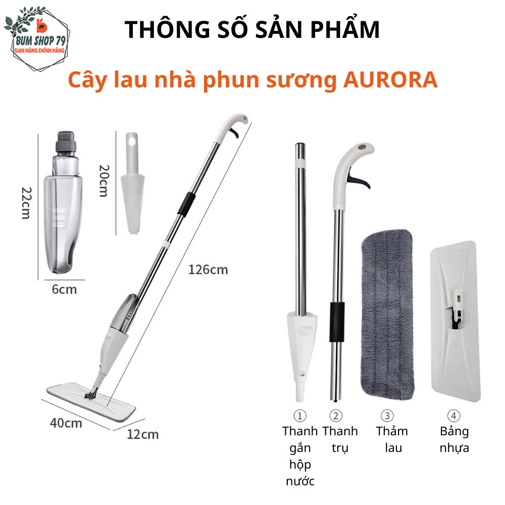 Cây lau nhà phun sương thông minh tiện dụng, Cây lau nhà thông minh lau mọi góc nhỏ trong nhà - Chổi Lau Aurora