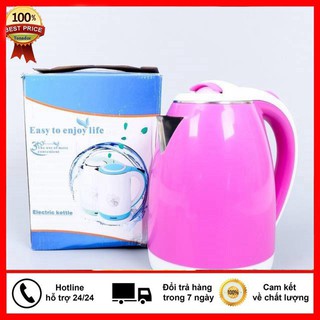 [FREESHIP] ấm siêu tốc màu 2 lớp 1,8l chống nóng mini, ấm đun nấu nước pha trà điện