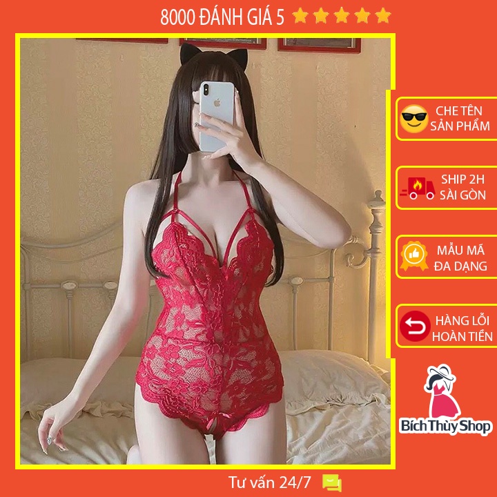 Bodysuit ren hoa dây đan bầu ngực xẻ đáy gợi cảm BT42235 | BigBuy360 - bigbuy360.vn