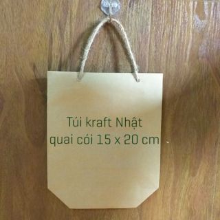 Combo 30 túi giấy kraft Nhật quai cói 15 x 22 cm