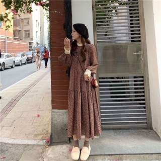 Đầm baby doll hoa nhí dáng dài vintage