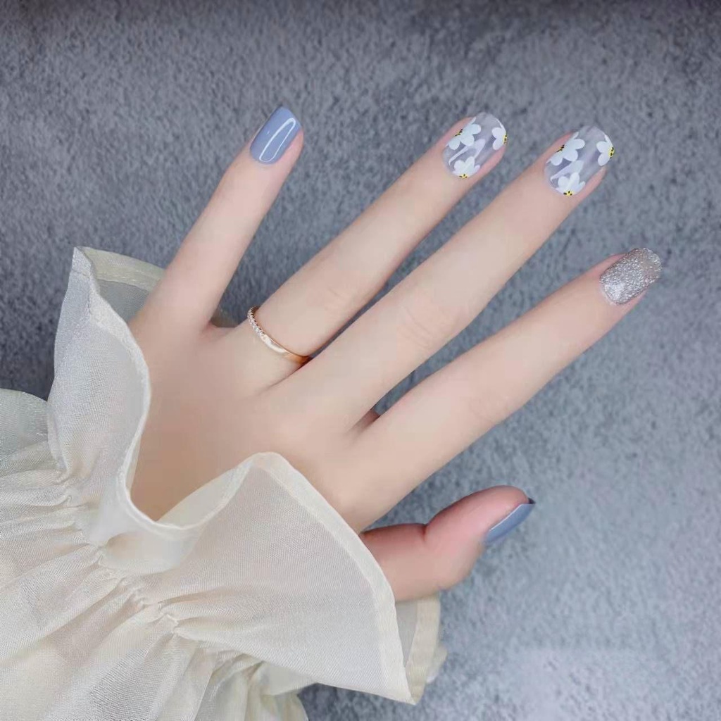 MIHAN1 Bộ 30 Móng Tay Giả Ngắn Dạng Nhấn Có Thể Tháo Rời