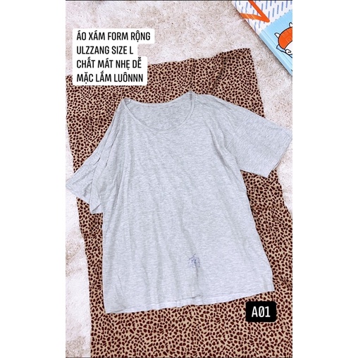 Áo xám form rộng size L.A01