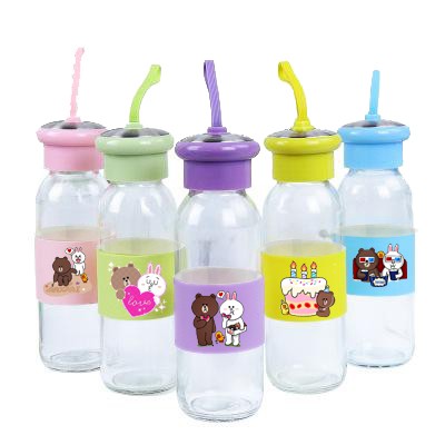 Bình nước gấu brown thỏ cony vịt sally da pu BNPI2 chai nước dễ thương 420ml