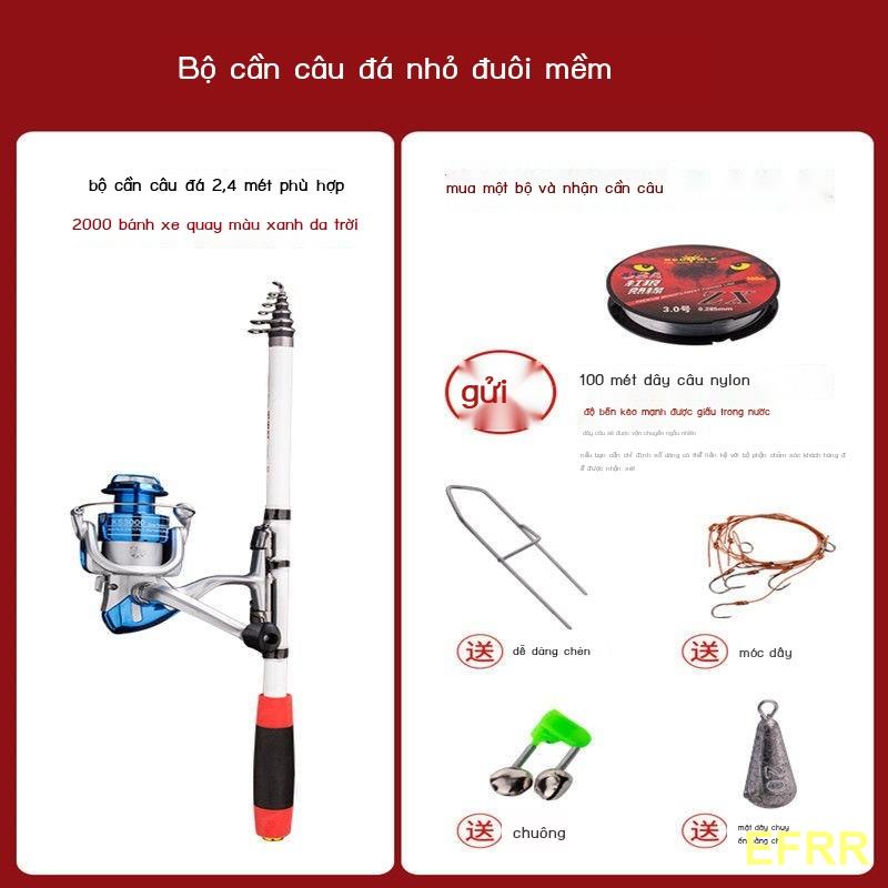 Cần câu đá nhỏ đuôi mềm đúc dài trọn bộ bèPS