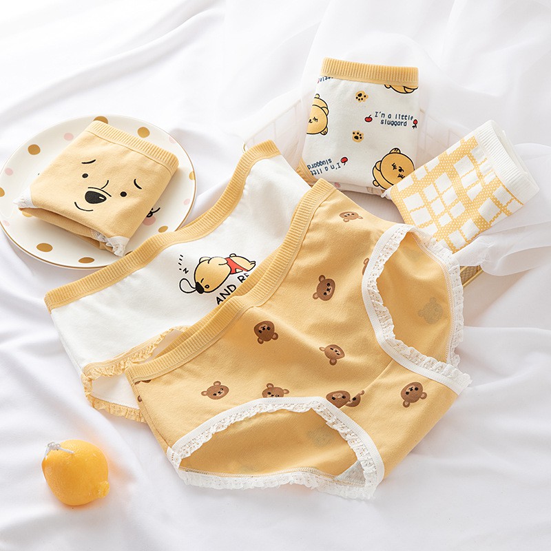 Quần lót cotton nữ kháng khuẩn màu vàng cute | BigBuy360 - bigbuy360.vn