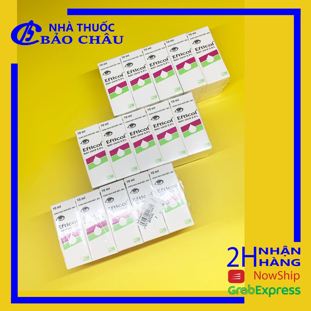 Combo 5 chai Nước muối sinh lý EFTICOL 0.9% 10ml nhỏ mắt mũi [nhathuocbaochauq6]