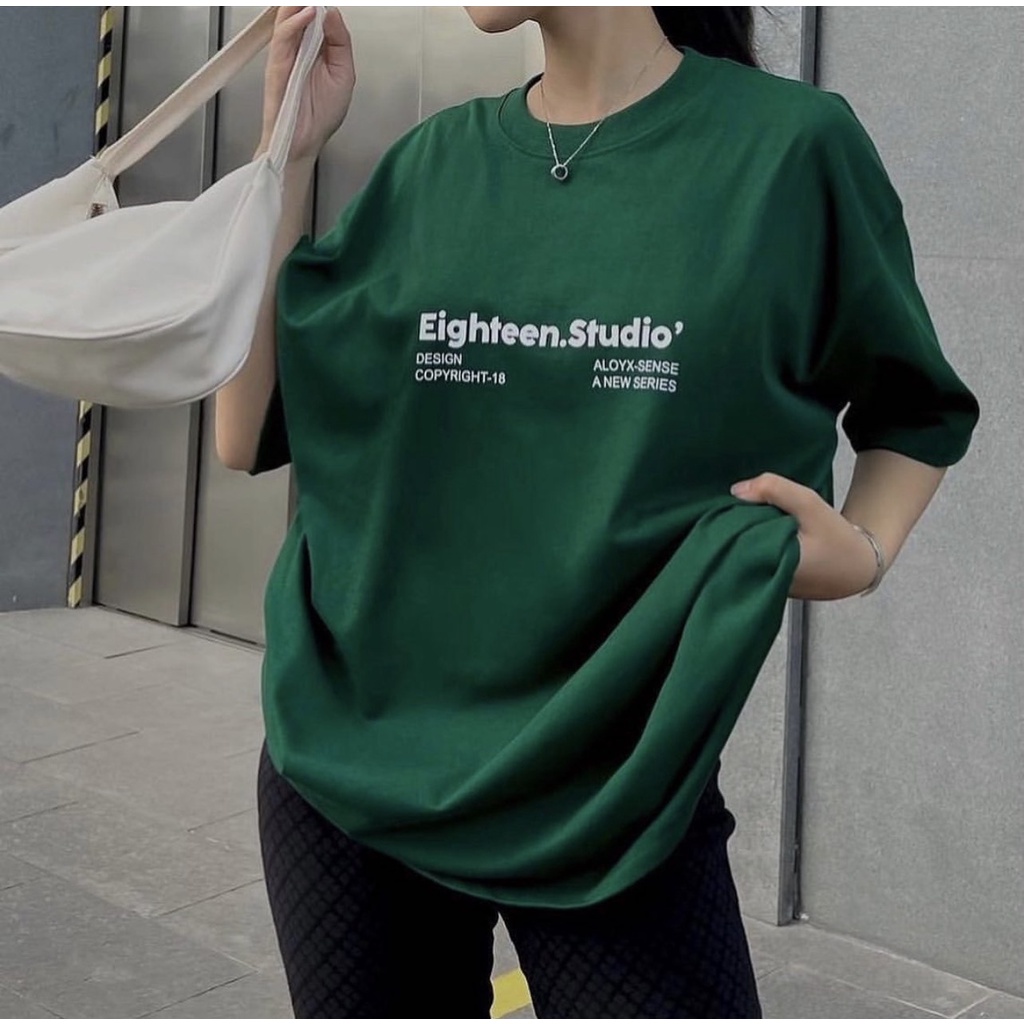 Áo Thun Tay Lỡ EIGHTEEN.STUDIO Áo Thun Xanh Lá , Áo Thun Form rộng Nam Nữ  Ulzzang Unisex MH1986 , 3192