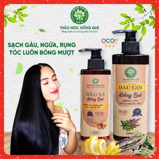 Combo gội xả dầu gội thảo mộc bồ kết dầu xả ủ tóc mềm mượt chắc khỏe sạch gàu giảm gãy rụng Thảo Mộc Đồng Quê