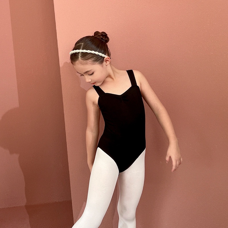 Trang Phục Múa Ba Lê Hai Dây Màu Đen Chất Liệu Cotton Thời Trang Mùa Hè Cho Bé Gái