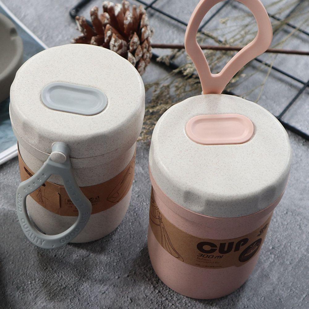 PATRICIA Hộp Đựng Cơm Trưa Hình Tròn 300ml Bằng Chất Liệu Lúa Mạch Có Thể Hâm Nóng Tiện Dụng Mang Theo Du Lịch / Dã Ngoại