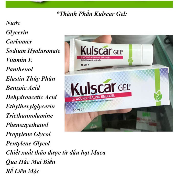 Kulscar Gel - Hỗ Trợ Điều Trị Vết Thương Hở & Hạn Chế Hình Thành Sẹo (TUÝP 30G)