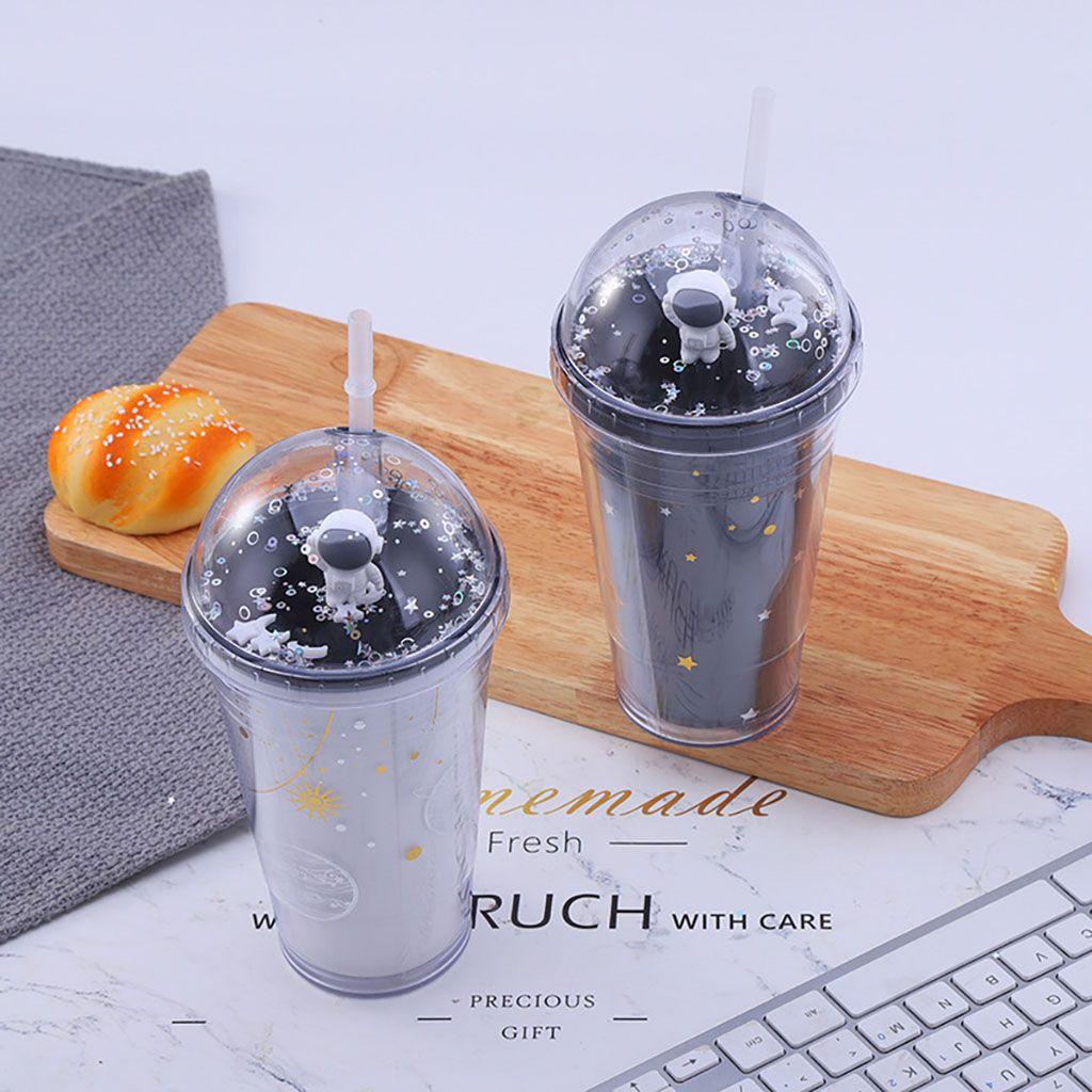 Bình Nước Hai Lớp Bằng PP In Hình Phi Hành Gia Dễ Vệ Sinh Cho Bé