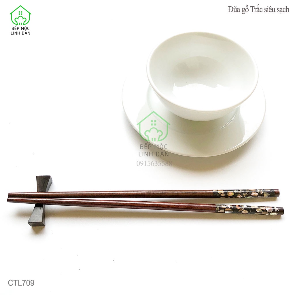 Đũa Gỗ Trắc Tự Nhiên Cẩn Bào Ngư Úc HAHANCO  Bộ 10 Đôi Tặng Hộp