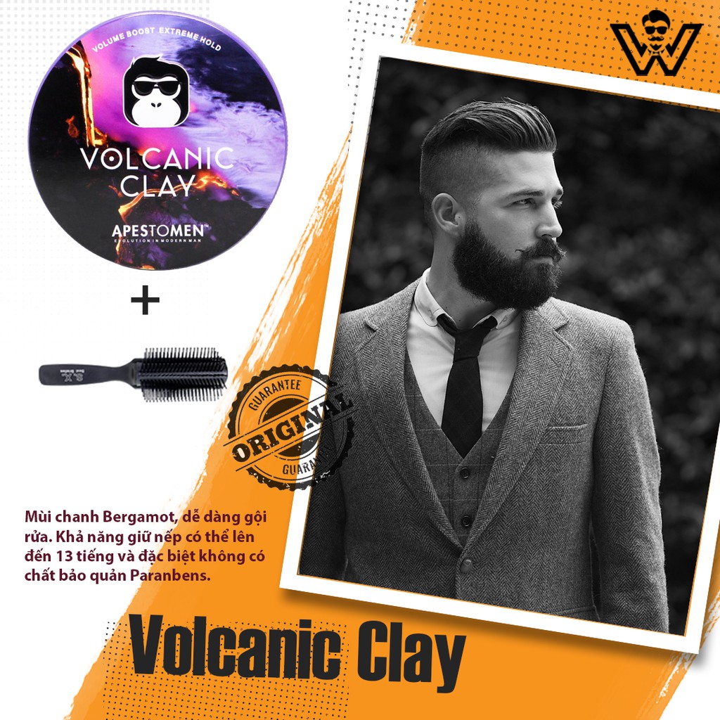 (+ Lược) Sáp vuốt tóc nam Volcanic Clay nắp nhôm 80 Gram bản mới nhất - Gel,Wax tạo kiểu tóc nam chính hãng giá tốt