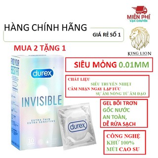 Bao cao su DUREX INVISIBLE mỏng, an toàn, uy tín ( 10bao/ 1 hộp bcs)