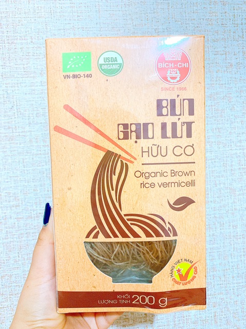 Bún Gạo Lứt Hữu Cơ Bích Chi eat clean hộp 200gr