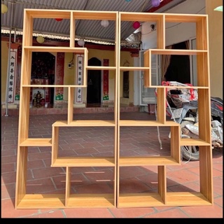 kệ sách gỗ để sàn đa tầng thông minh màu vân gỗ