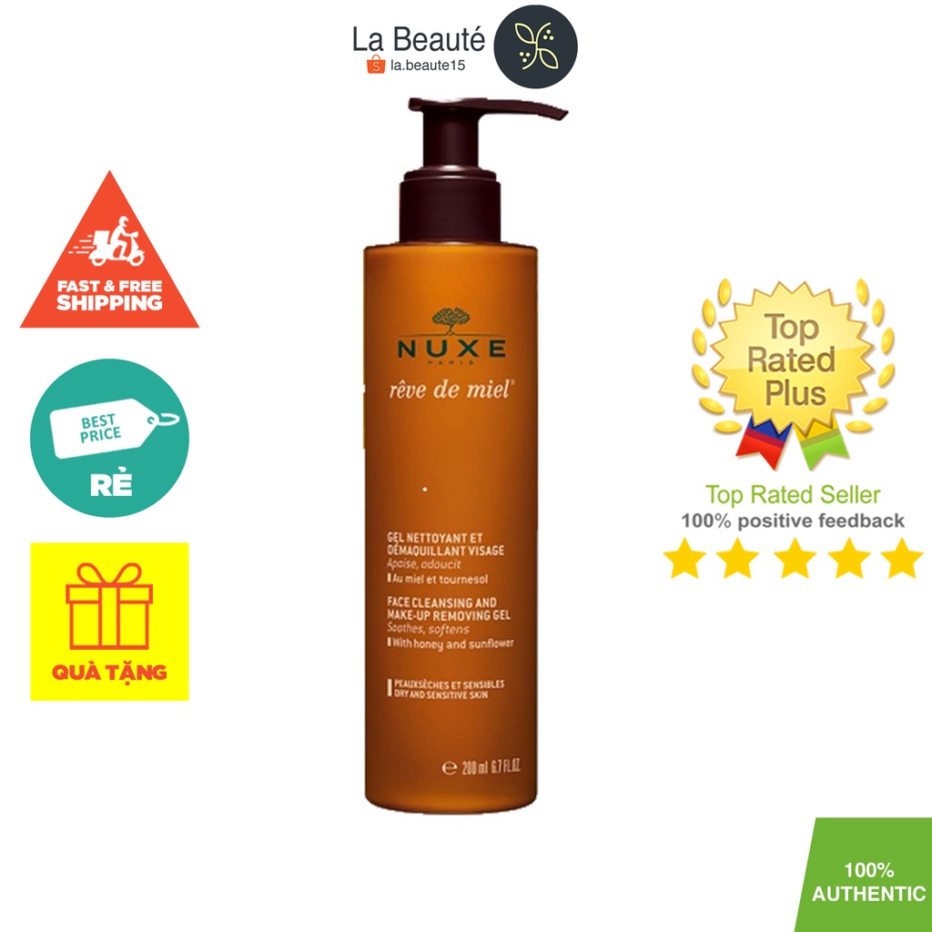 Nuxe Reve De Miel Rich Cleansing Gel - Sữa Rửa Mặt Tinh Chất Mật Ong 200ml
