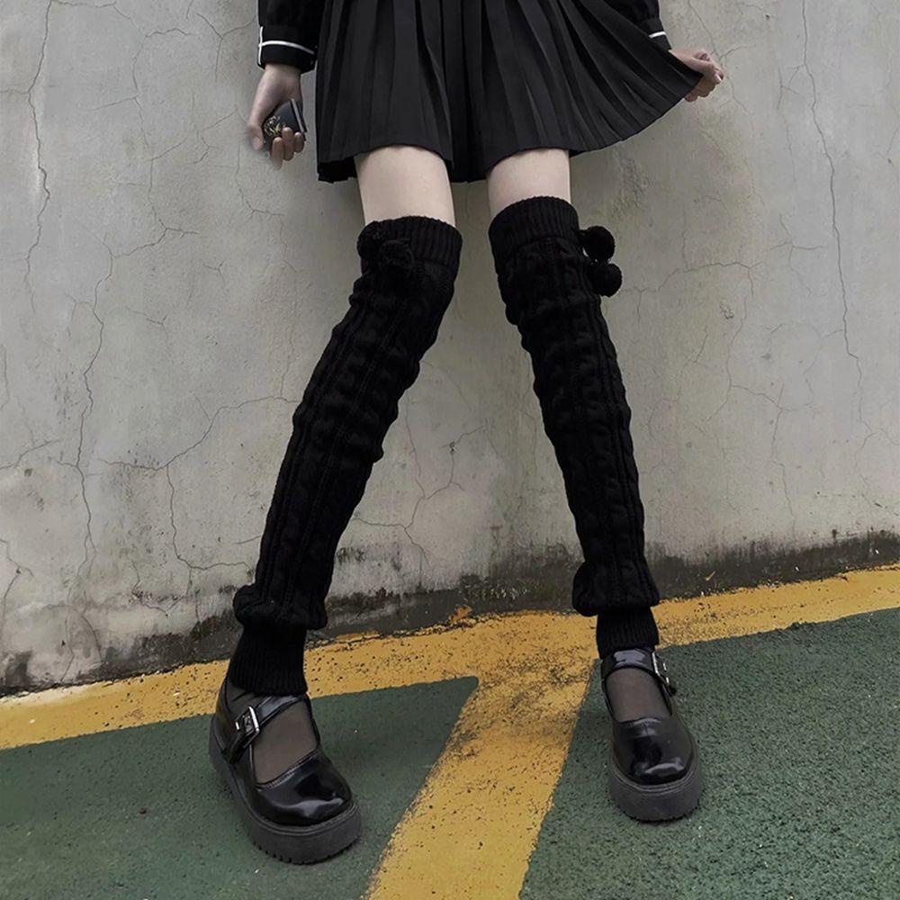 Vớ Dệt Kim Dài Qua Gối Giữ Ấm Chân Mùa Thu Đông Phong Cách Lolita Cho Nữ