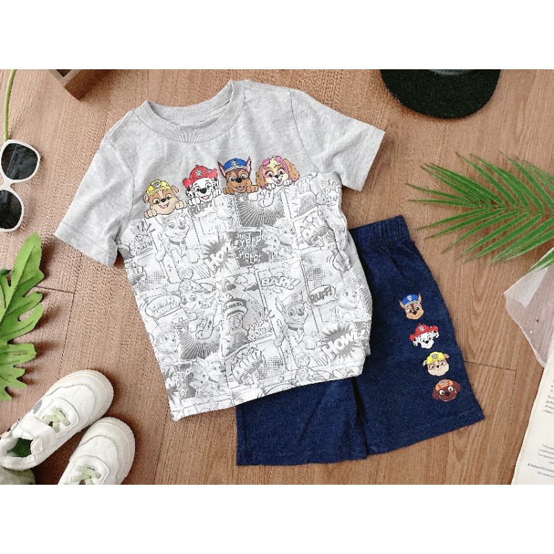 Bộ Hè Cộc Tay Bé Trai Chó Cứu Hộ Dư