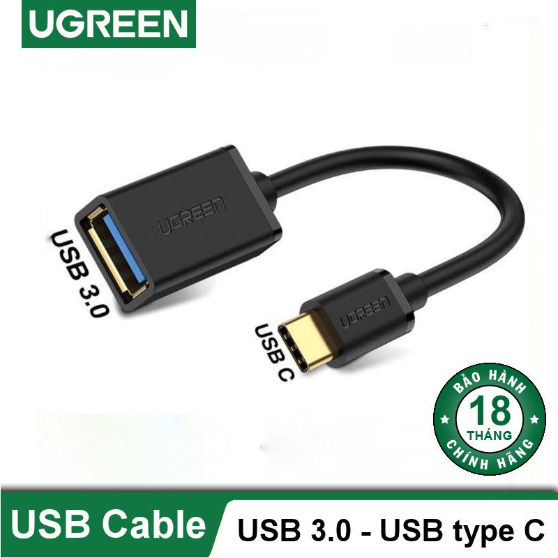 Cáp OTG USB C to USB 3.0 Cao Cấp Ugreen 30701 Chính Hãng (màu đen)