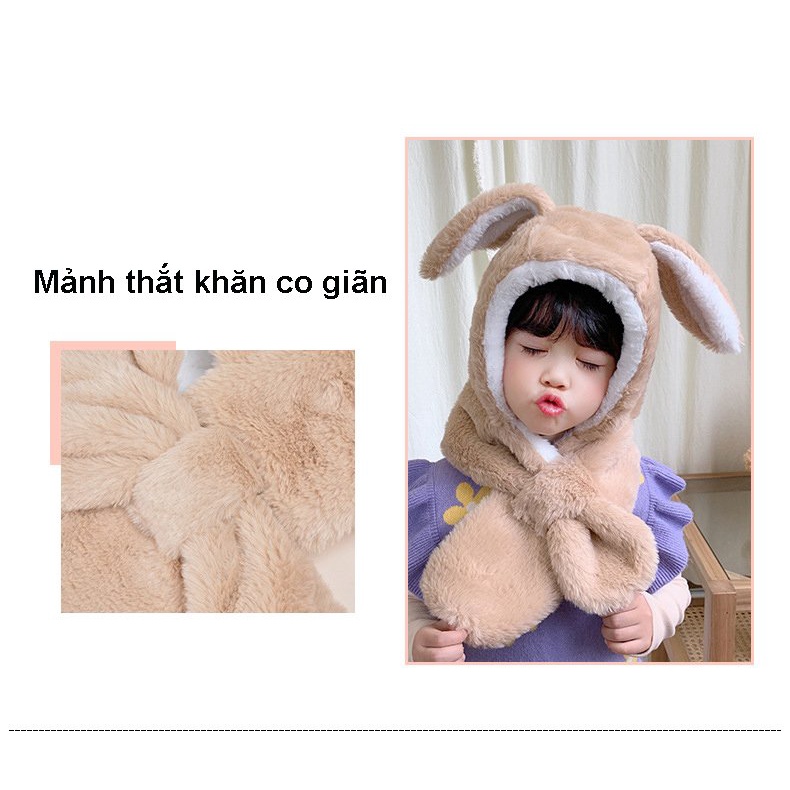 Mũ len cho bé trai gái trùm đầu tai gấu NANA nón len nam nữ kèm khăn quàng cổ mùa giữ ấm mùa đông