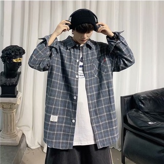 Áo flannel nam áo sơ mi khoác ngoài phong cách sơ mi caro cotton