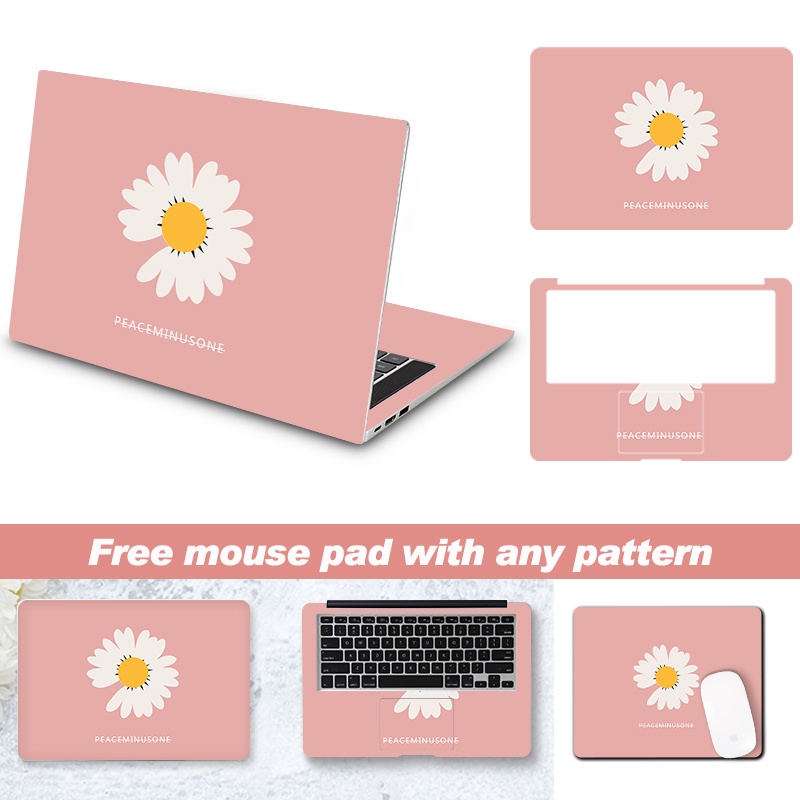 DIY Same Pattern Mouse Pad Laptop Sticker Laptop Skin Flower Cover Art Decal 12/13/14/15/17-inch for MacBook/HP/Acer/Dell/ASUS/Lenovo Laptop Decoration