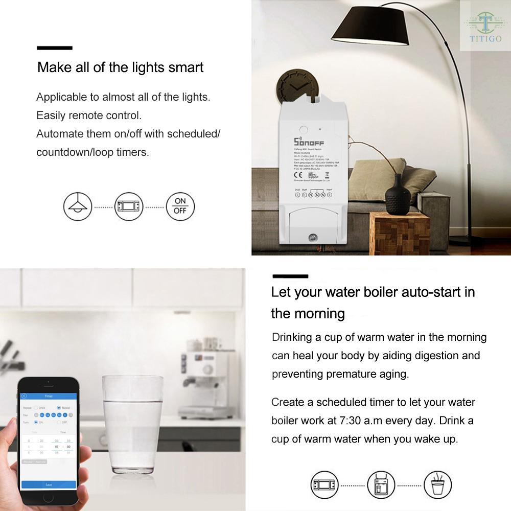 GOOGLE Công Tắc Wifi Thông Minh Sonoff Dual Itead 2 Kênh 100-240v Ac