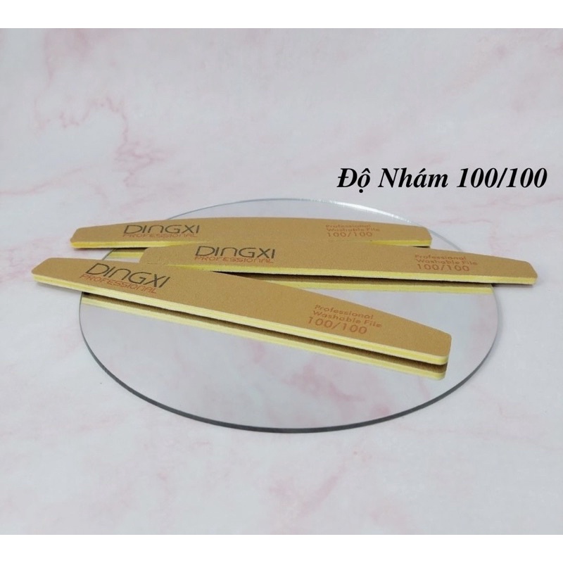 Dũa Móng Tay DINGXI Nhám Da Bò Nâu Vàng Độ Nhám 100/180 - Dũa Móng Nail