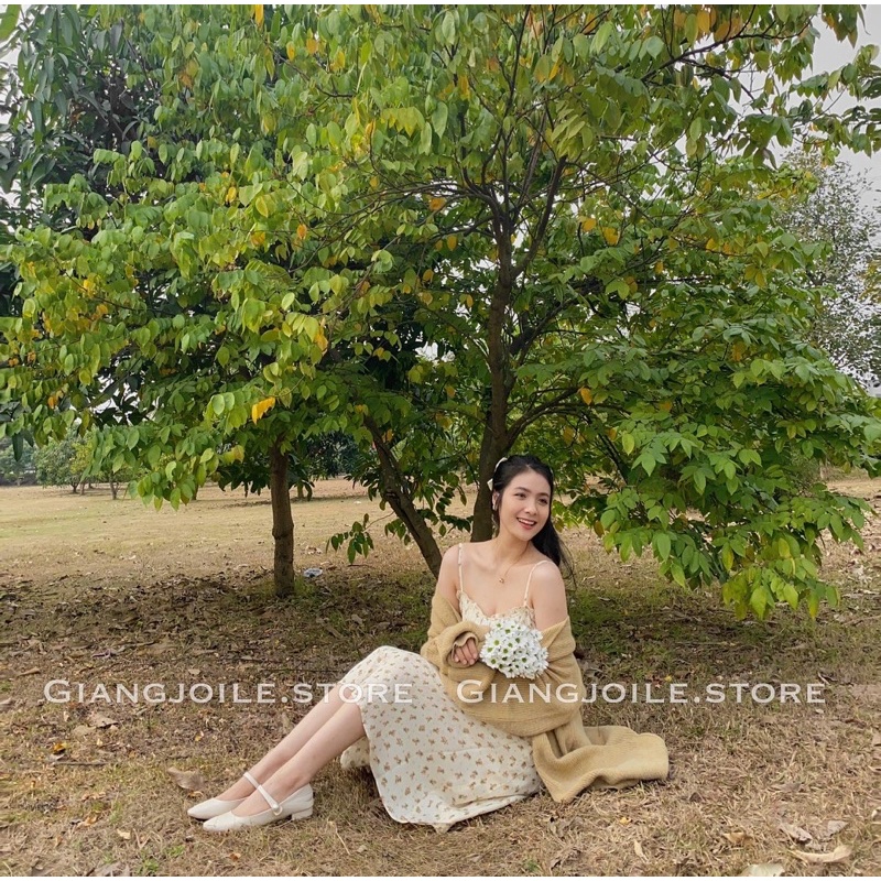 Giangjoile Cadigan mix váy hoa nhí dài