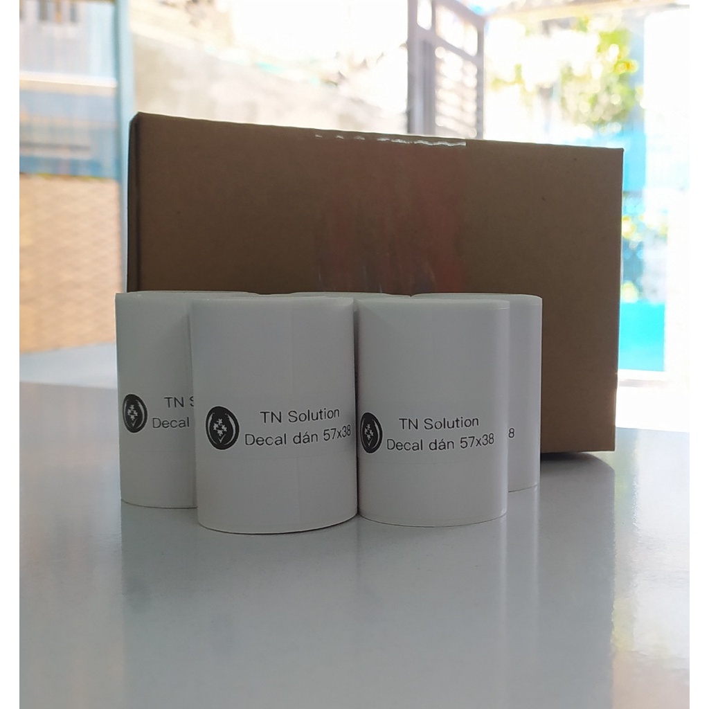 Giấy in nhiệt dán dành cho máy in bill cầm tay khổ 58mm   như Pt-210, M1, Mobile Printer..