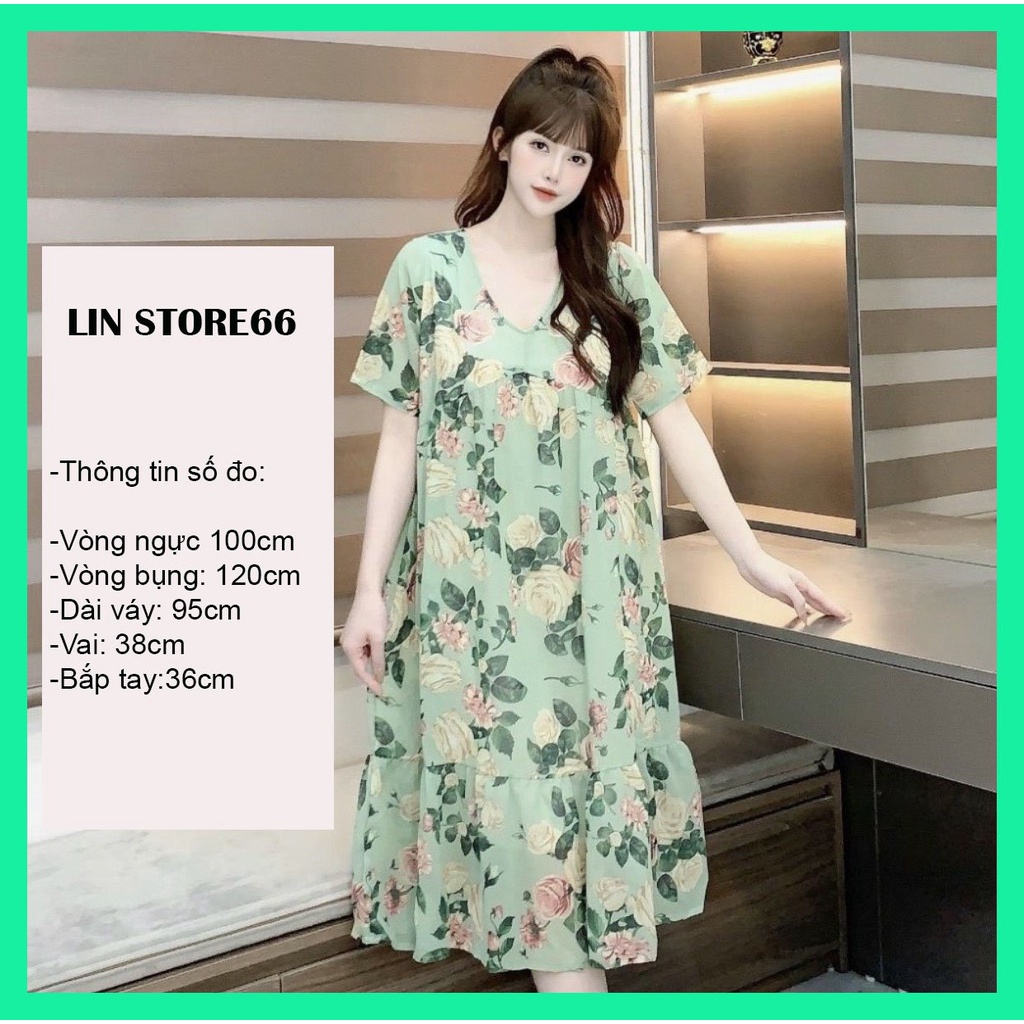 Đầm Bầu Váy Bầu Chất Voan Hai Lớp,Tay Ngắn Dáng Suông Bigsize Dễ Thương Xinh Xắn A075 Lin Store66