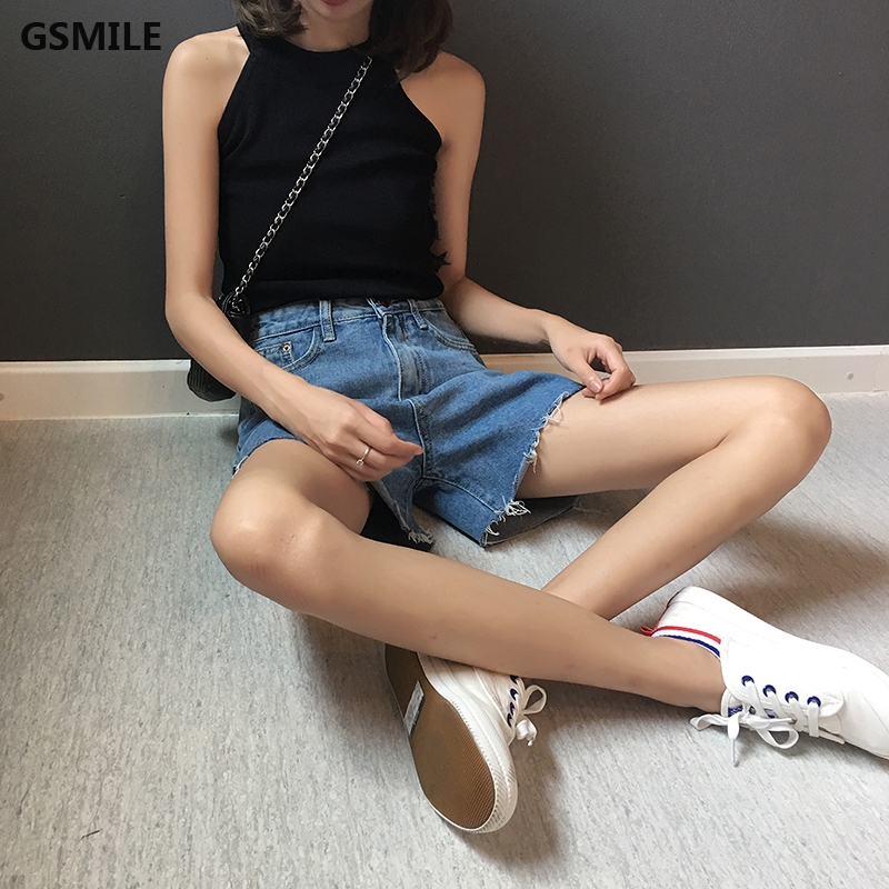 Quần short denim ống rộng phong cách Hàn Quốc dành cho nữ size lớn