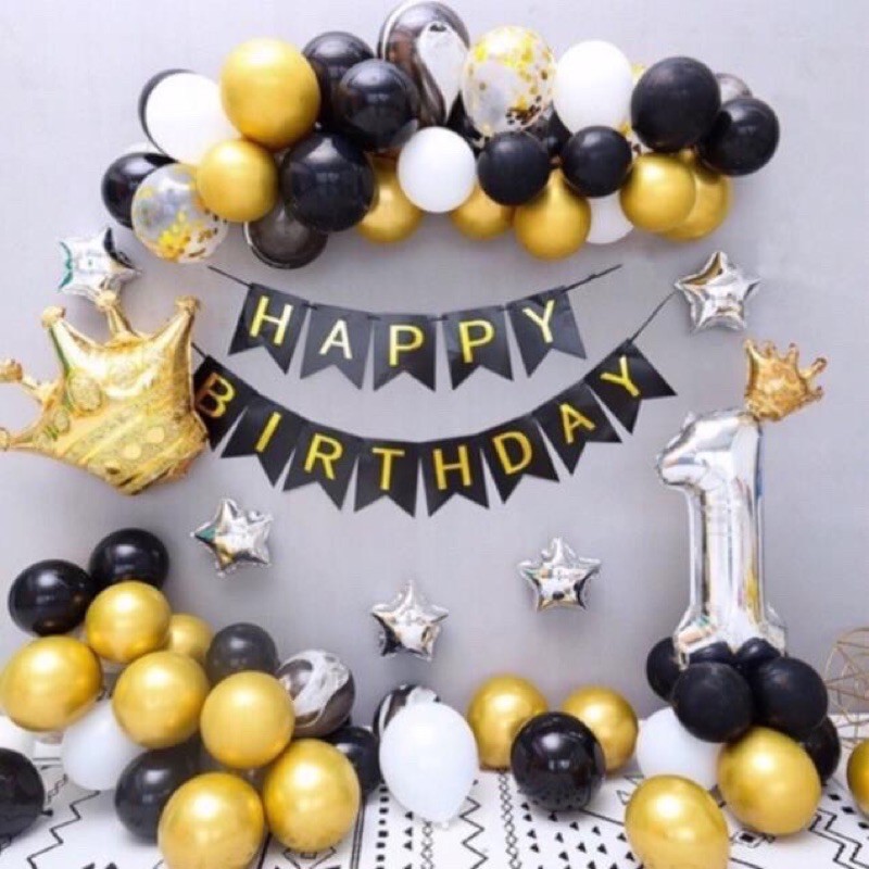 Sét Bóng Trang Trí Sinh Nhật Cho Bé [ Tặng Bơm + Keo Dán]