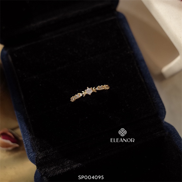 Nhẫn nữ hở bạc 925 Eleanor Accessories đính đá viền mảnh phụ kiện trang sức thời trang nhỏ xinh nữ tính