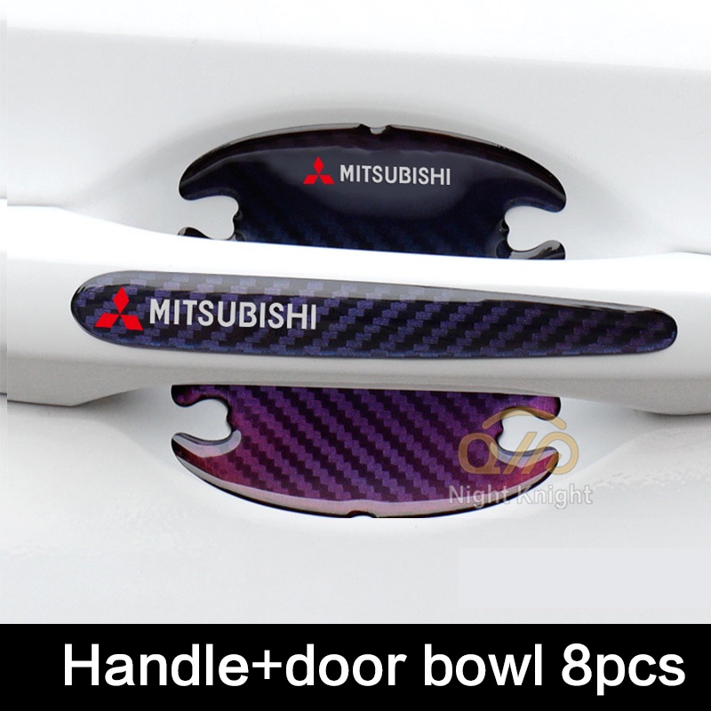 Miếng dán tay nắm cửa họa tiết sợi carbon cho Mitsubishi Triton Outlander Mirage ASX Lancer PAJERO GRANDIS GALANT Xpander