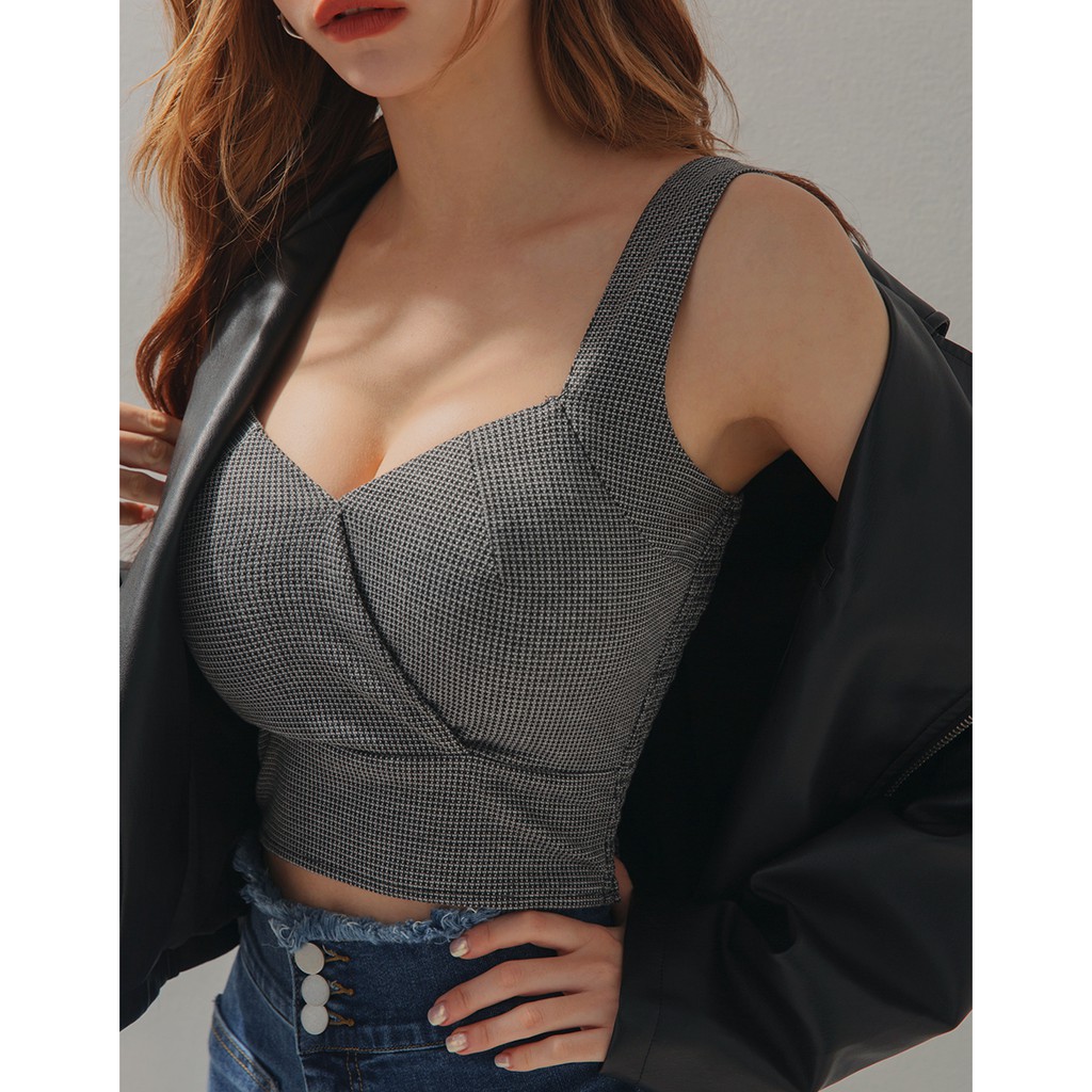 Áo croptop kẻ caro không tay dáng ôm nữ Air Space 2040121081 | BigBuy360 - bigbuy360.vn