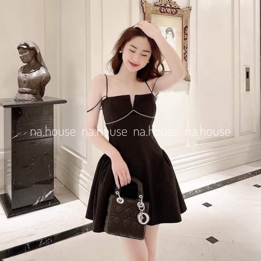 ĐẦM ĐEN HAI DÂY CÚP NGỰC NAHOUSE VÁY DÁNG XÒE ĐI CHƠI ĐI TIỆC THIẾT KẾ XINH XẮN VÀ SANG TRỌNG