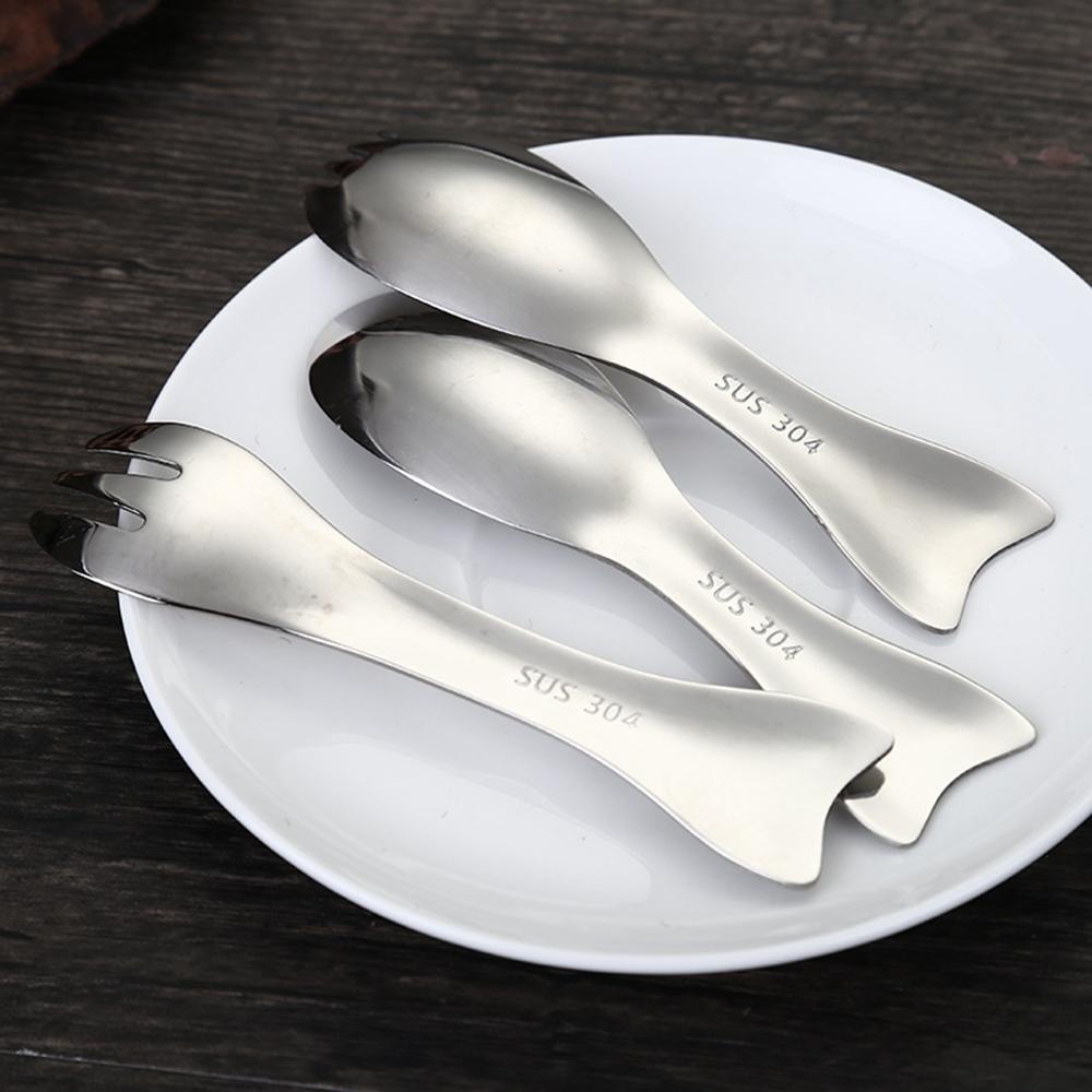 Bộ Muỗng Nĩa Bằng Thép Không Gỉ 304 Thiết Kế Hình Mèo Hoạt Hình Dễ Thương Dành Cho Trẻ Nhỏ