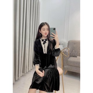 Váy nhung đuôi cá đính nơ đá siêu sang chảnh VN02
