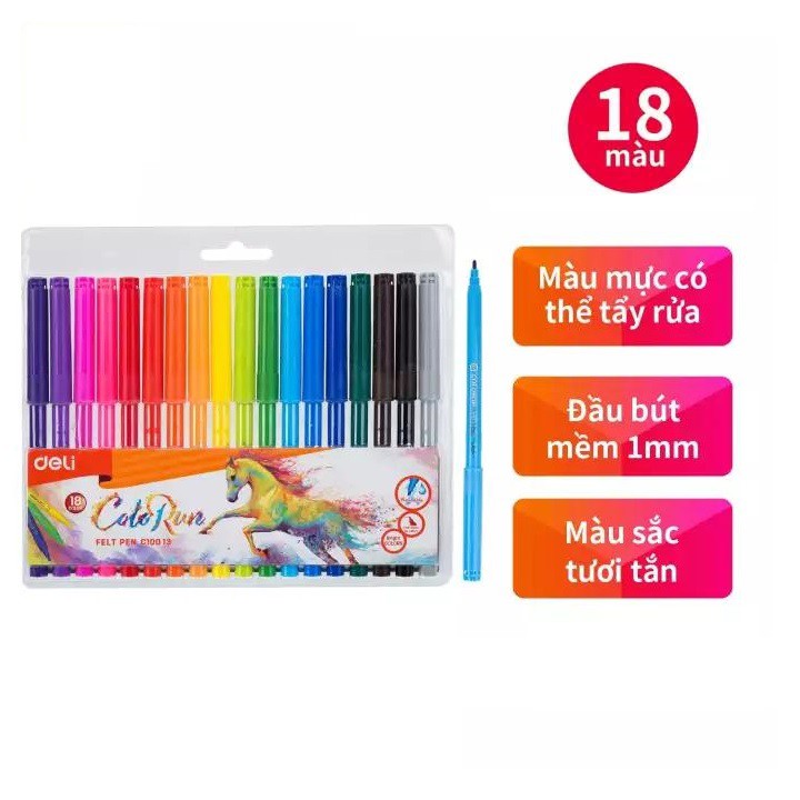 Bút Dạ 18 màu Deli C10013