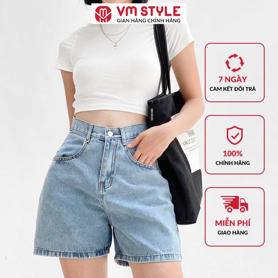 Quần jean ngố nữ 681 VMSTYLE ống rộng trơ cạp cao lai thường - LJU00003 🎁 !