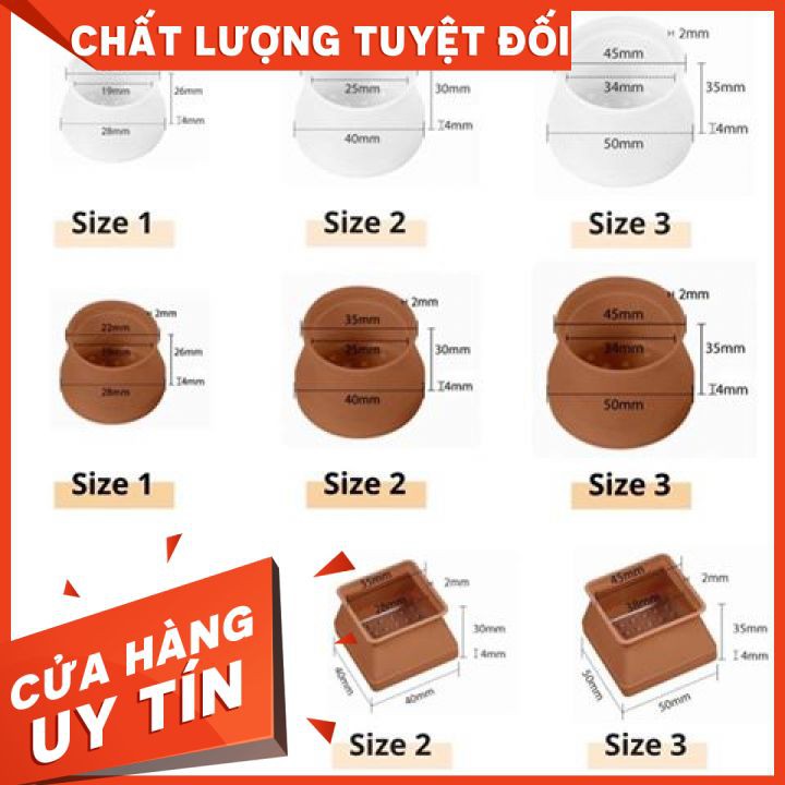 [ĐỦ SIZE]MIẾNG BỌC CHÂN BÀN GHẾ SILICON Chống Ồn-Chống Trầy Xước Sàn Nhật Bản.