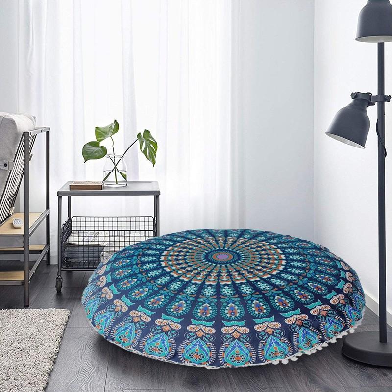 Vỏ Gối Tròn 45x45cm In Họa Tiết Mandala Bohemian Ốp