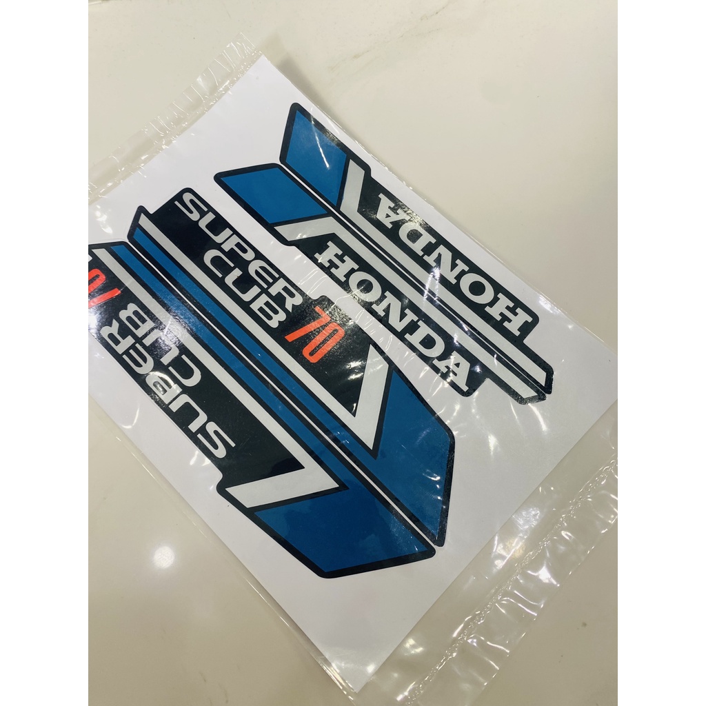 Bộ tem dán xe máy honda cub 81 70cc in thái sắc nét màu xanh dương
