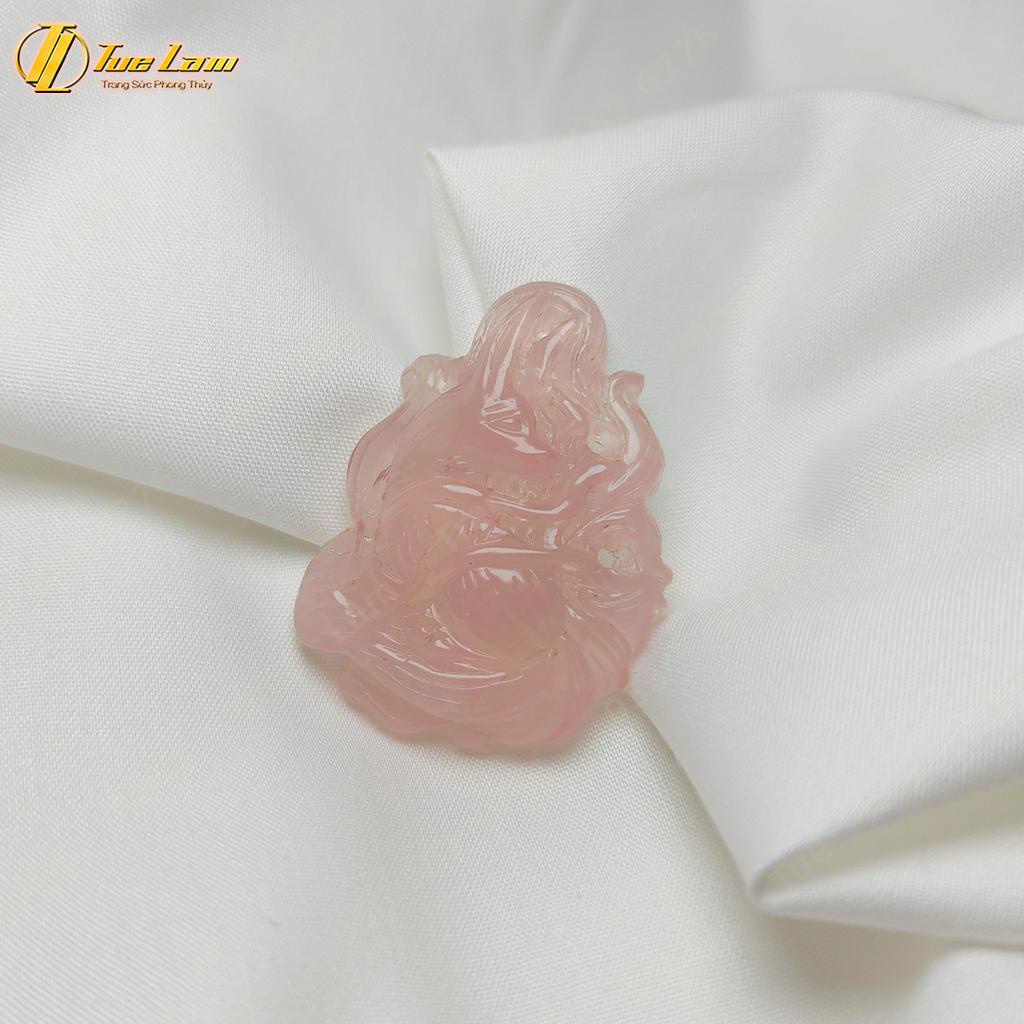 Dây chuyền nữ hồ ly chúa 9 đuôi dải lụa thạch anh hồng hợp mệnh hỏa thổ trợ duyên may mắn - Tuệ Lâm